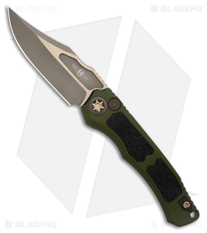 Heretic Knives Wraith Auto Bowie Knife Green Aluminum (3.6" Bronze)
