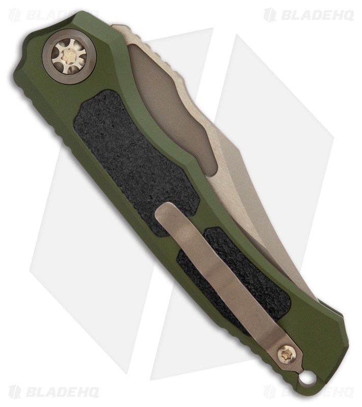 Heretic Knives Wraith Auto Bowie Knife Green Aluminum (3.6" Bronze)