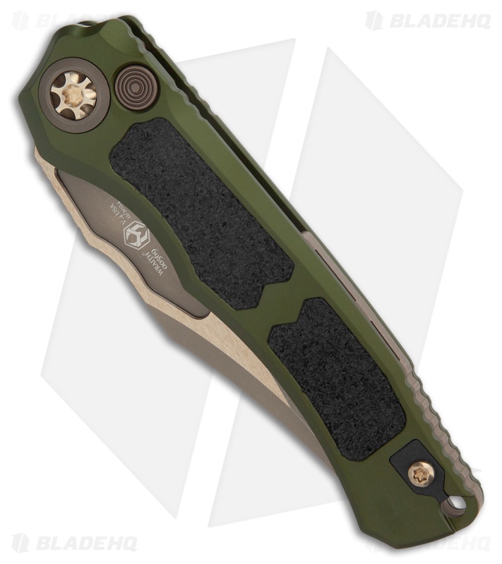 Heretic Knives Wraith Auto Bowie Knife Green Aluminum (3.6" Bronze)