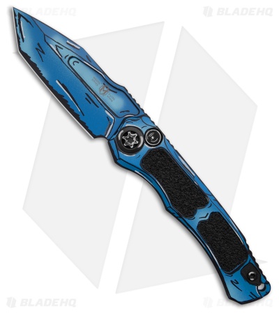 Heretic Knives Wraith Auto Tanto Knife Blue Cel Shade (3.6" Blue Cel Shade)
