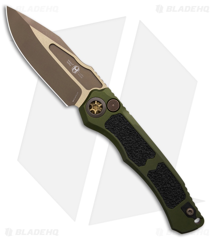 Heretic Knives Wraith V4 S/E Automatic Knife OD Green Aluminum (3.6" Bronze)