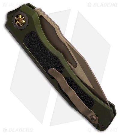 Heretic Knives Wraith V4 S/E Automatic Knife OD Green Aluminum (3.6" Bronze)