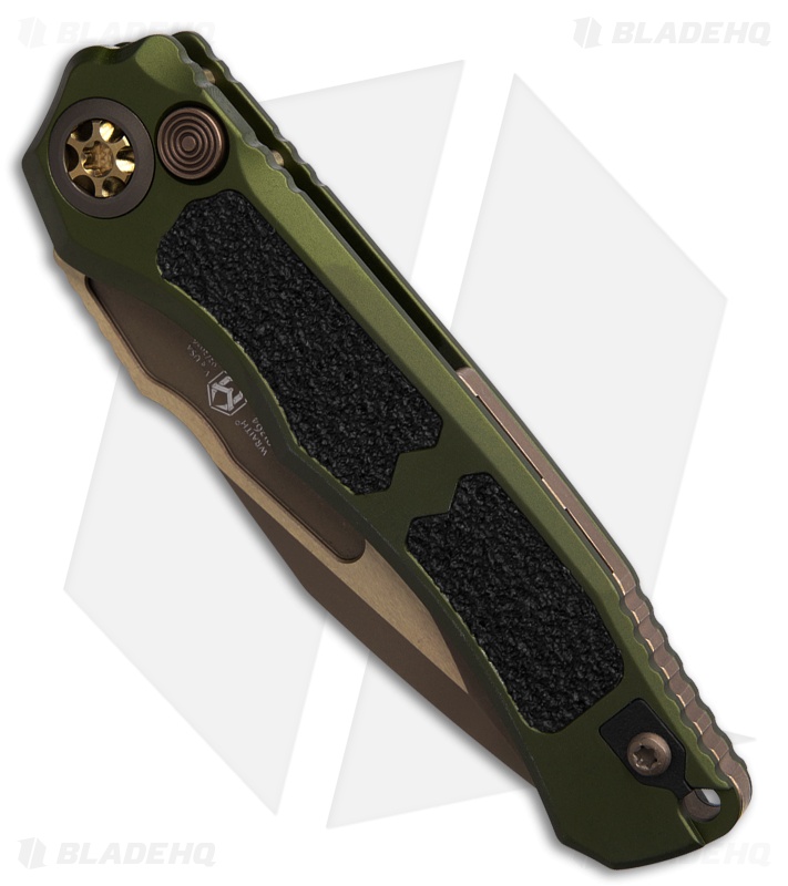 Heretic Knives Wraith V4 S/E Automatic Knife OD Green Aluminum (3.6" Bronze)