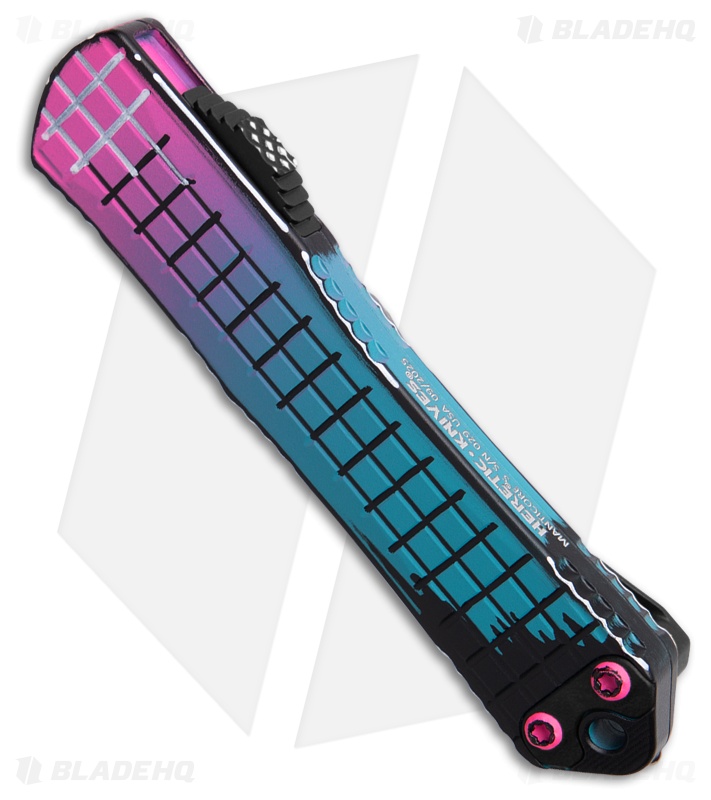 Heretic Knives Manticore S Tanto OTF Knife Miami Vice Cel Shade (2.6" Two-Tone)