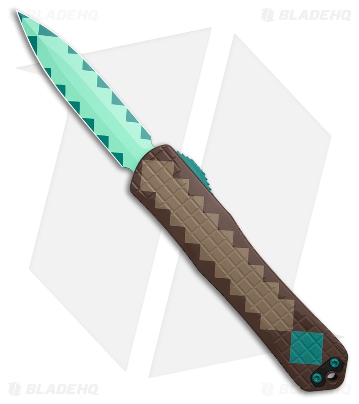 Heretic Knives Manticore-X D/E OTF Knife Blue/Brown Al (3.75" Blue)