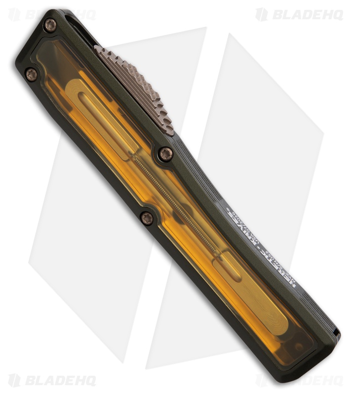 Heretic Knives NYX T/E OTF Automatic Knife OD Green Al/Ultem (3.75" Bronze)