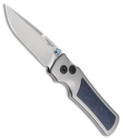 Hogue Hogue Saxum Button Lock Knife Gray Aluminum/Blue Canyon Richlite (2.8" SW) - $224.96 at Blade HQ