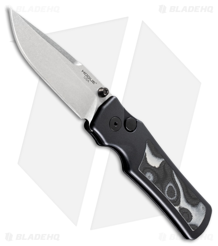Hogue Saxum Button Lock Knife Black Aluminum/G-Mascus (2.8" SW)