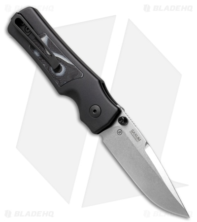 Hogue Saxum Button Lock Knife Black Aluminum/G-Mascus (2.8" SW)