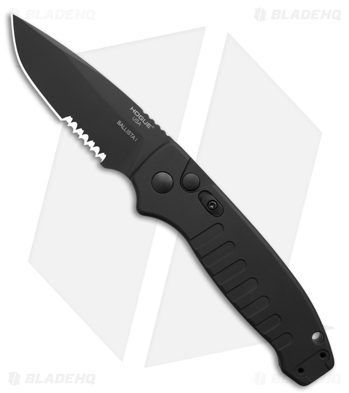 Hogue Ballista Drop Point Automatic Knife Matte Black (3.5" Black Serr) 64139