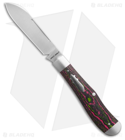 Jack Wolf Knives Eureka Slip Joint Knife CamoCarbon Watermelon Sugar (3" Satin)