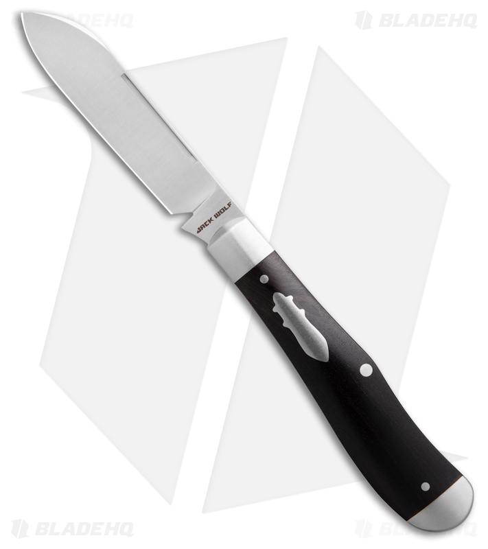 Jack Wolf Knives Eureka Slip Joint Knife Smooth Ebony Wood (3" Satin)