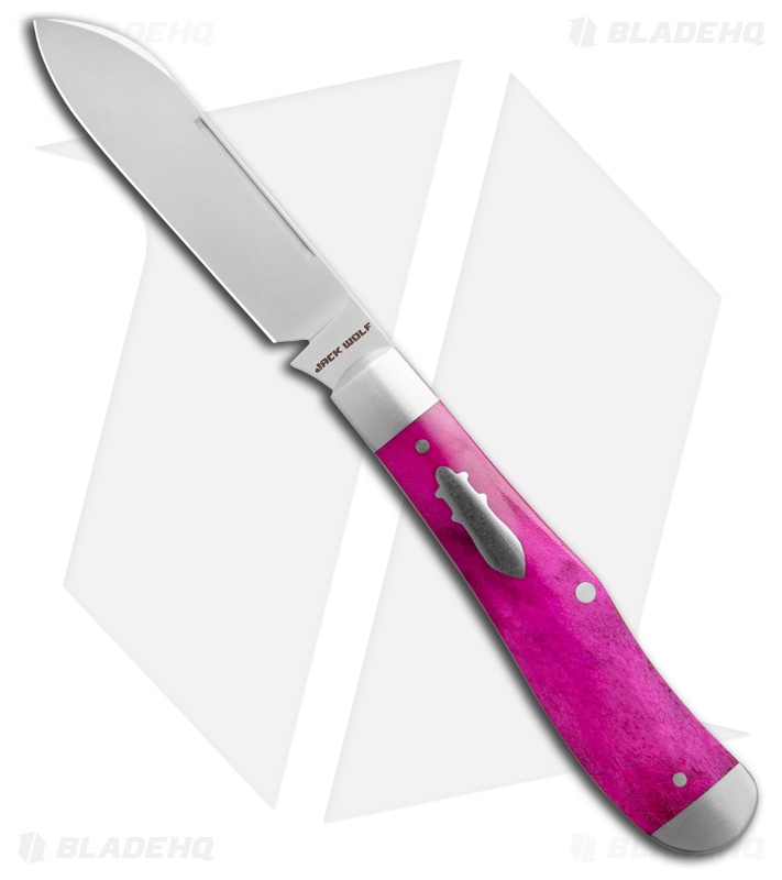 Jack Wolf Knives Eureka Slip Joint Knife Smooth Purple Bone (3" Satin)