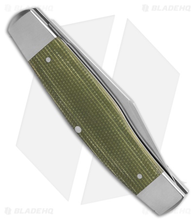 Jack Wolf Knives Stockman Slip Joint Knife Green Canvas Micarta (3.1" Satin)