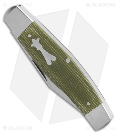 Jack Wolf Knives Stockman Slip Joint Knife Green Canvas Micarta (3.1" Satin)