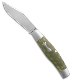 Jack Wolf Knives Stockman Slip Joint Knife Green Canvas Micarta (3.1" Satin)