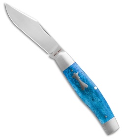 Jack Wolf Knives Stockman Slip Joint Knife Smooth Blue Bone (3.1" Satin)