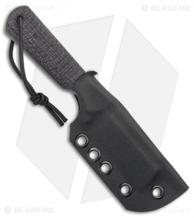 JRs Knives EDC Cleaver Fixed Blade Knife Chisel Grind Black Burlap  (2.3" Black)