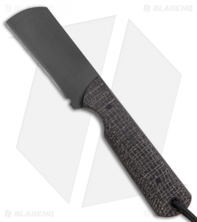 JRs Knives EDC Cleaver Fixed Blade Knife Chisel Grind Black Burlap  (2.3" Black)