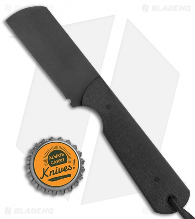 JRs Knives EDC Cleaver Fixed Blade Knife Chisel Black G-10 (2.25" Black)
