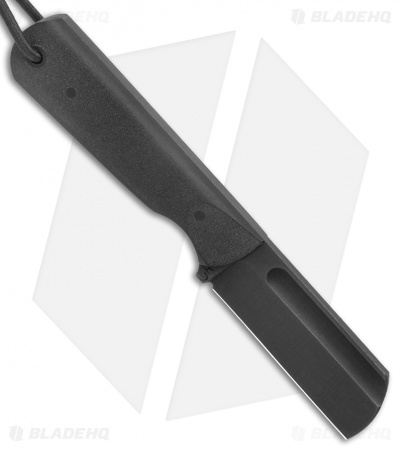 JRs Knives EDC Cleaver Fixed Blade Knife Chisel Black G-10 (2.25" Black)