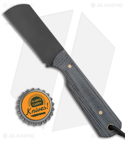 JRs Knives EDC Cleaver Fixed Blade Knife Chisel Black Micarta (2.25" Black)