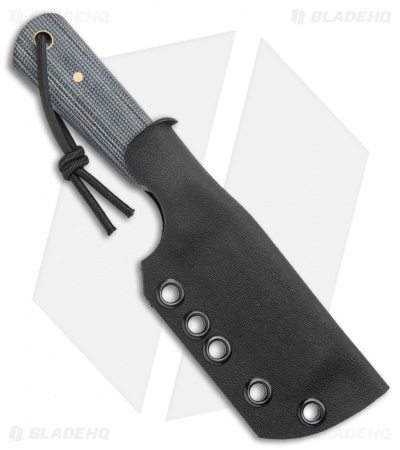 JRs Knives EDC Cleaver Fixed Blade Knife Chisel Black Micarta (2.25" Black)