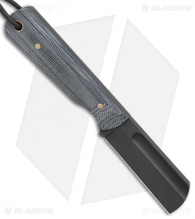 JRs Knives EDC Cleaver Fixed Blade Knife Chisel Black Micarta (2.25" Black)