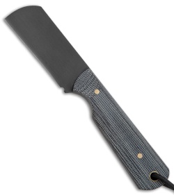 JRs Knives EDC Cleaver Fixed Blade Knife Chisel Black Micarta (2.25" Black)