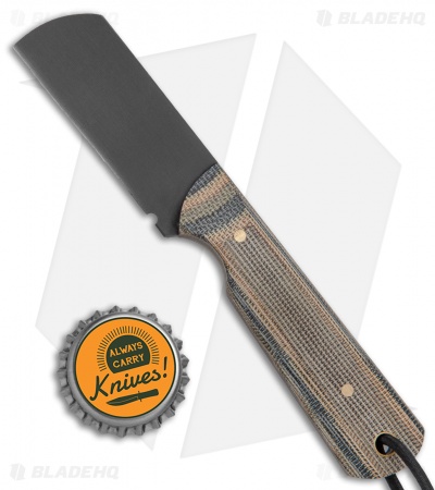 JRs Knives EDC Cleaver Fixed Blade Knife Chisel Camo Micarta (2.25" Black)