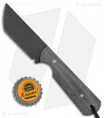 JRs Knives EDC Tanto Fixed Blade Knife Chisel Black Micarta (2.75" Black)