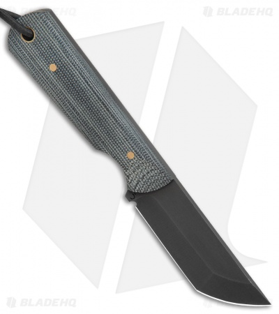 JRs Knives EDC Tanto Fixed Blade Knife Chisel Black Micarta (2.75" Black)