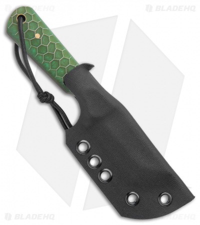 JRs Knives EDC Tanto Fixed Blade Knife Chisel Green Honeycomb (2.75" Black)