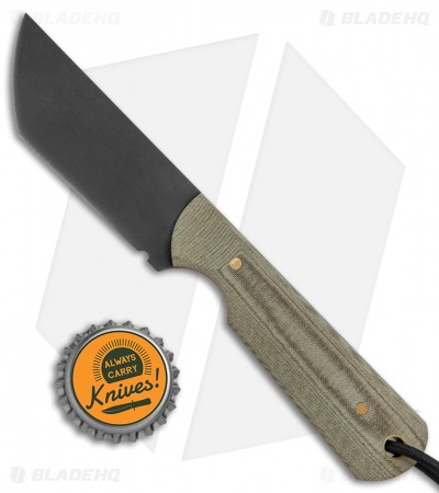 JRs Knives EDC Tanto Fixed Blade Knife Chisel Natural Micarta (2.75" Black)