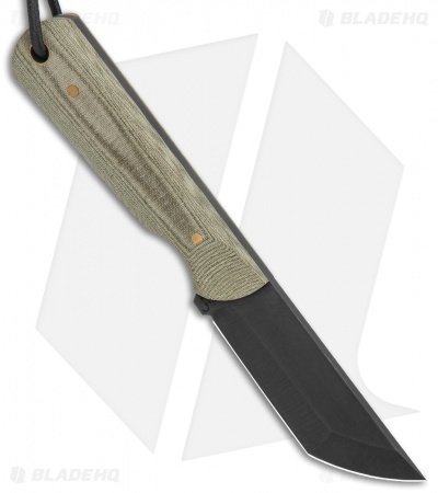 JRs Knives EDC Tanto Fixed Blade Knife Chisel Natural Micarta (2.75" Black)