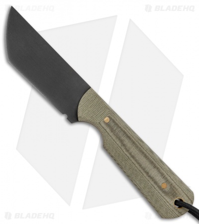 JRs Knives EDC Tanto Fixed Blade Knife Chisel Natural Micarta (2.75" Black)
