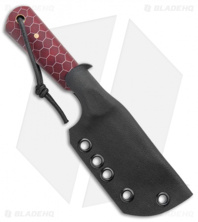 JRs Knives EDC Tanto Fixed Blade Knife Chisel Red Honey Comb (2.75" Black)