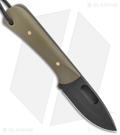 JRs Knives Junior Fixed Blade Knife Fuller Green G-10 (2.25" Black)
