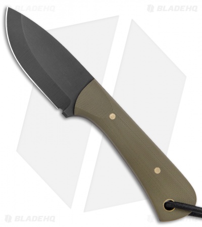 JRs Knives Junior Fixed Blade Knife Fuller Green G-10 (2.25" Black)