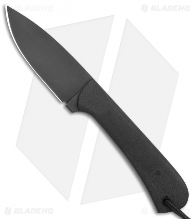 JRs Knives Neckr Fixed Blade Knife Flat Grind Black G-10 (2.75" Black)