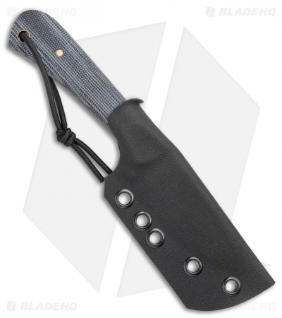 JRs Knives Neckr Fixed Blade Knife Flat Grind Black Micarta (2.75" Black)