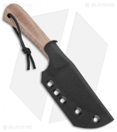 JRs Knives Neckr Fixed Blade Knife Flat Grind Brown Micarta (2.75" Black)