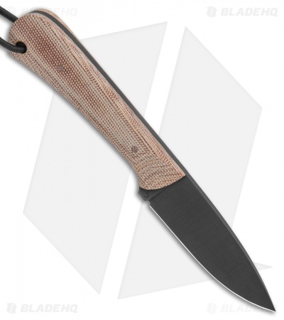 JRs Knives Neckr Fixed Blade Knife Flat Grind Brown Micarta (2.75" Black)