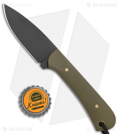JRs Knives Neckr Fixed Blade Knife Flat Grind | Green G-10 | Blade HQ