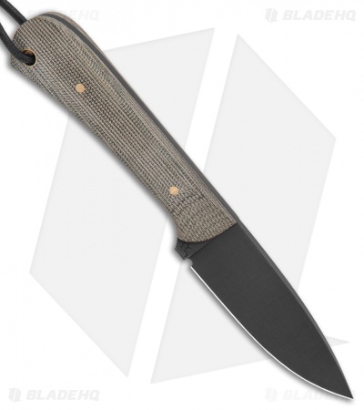 JRs Knives Neckr Fixed Blade Knife Flat Grind Natural Micarta (2.75" Black)