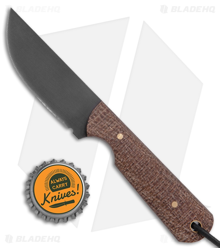 JRs Knives Str8 BK Fixed Blade Knife Chisel Burlap Micarta (2.75" Black)