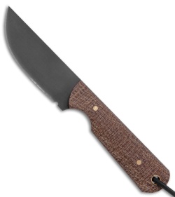 JRs Knives Str8 BK Fixed Blade Knife Chisel Burlap Micarta (2.75" Black)