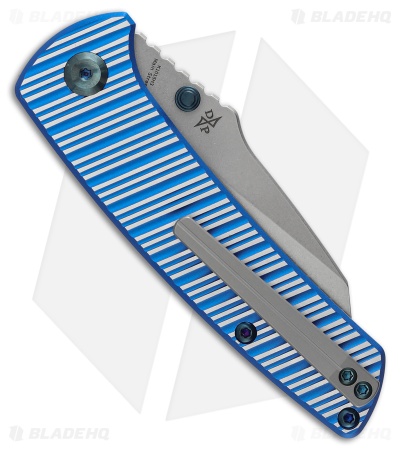 Kansept Knives Main Street Top Liner Lock Knife Blue/Plain Striped Al (3.4" SW)