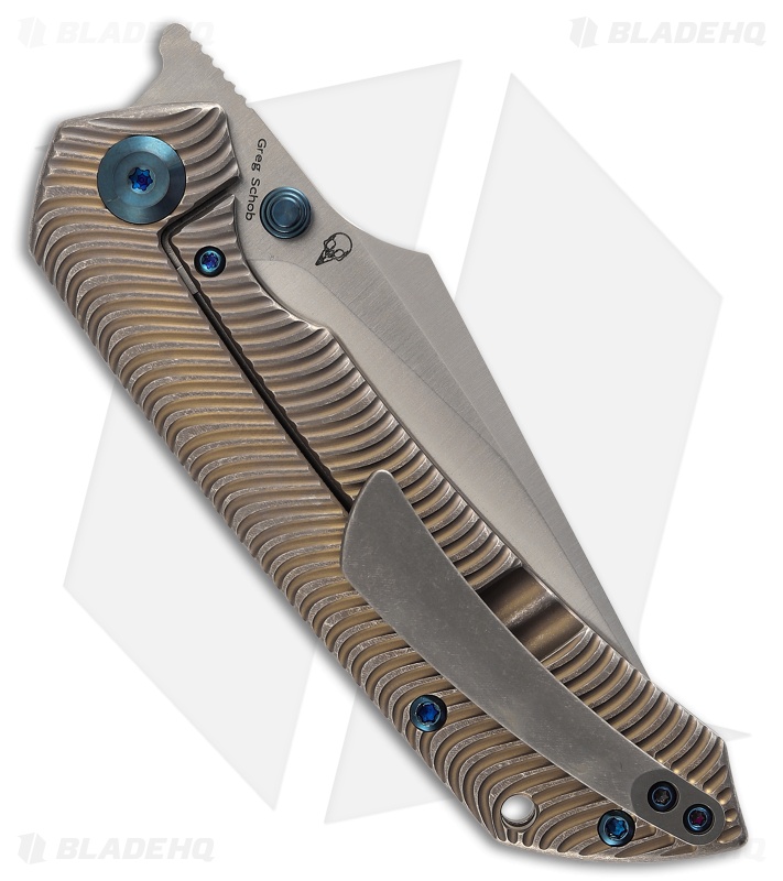 Kansept Fenrir Frame Lock Knife Water Ripple Texture Bronze Ti (3.5" Satin)