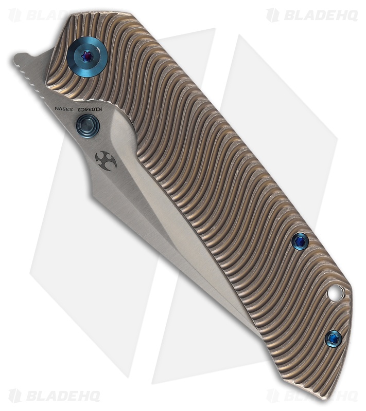 Kansept Fenrir Frame Lock Knife Water Ripple Texture Bronze Ti (3.5" Satin)